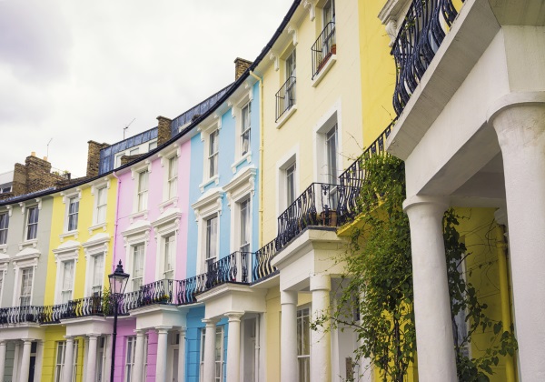 colourful curved terrace